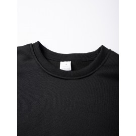 5pcs Men'S Fleece Crew Neck Sweatshirts - Solid Color Long Sleeve Pullover Set, Beige, Gray, Green, Navy Blue, Black - Ideal for Casual Wear, Outdoor Activities, Hiking, Gym, Travel, Hiking Apparel|Casual Style|Comfortable Fit, Sweater Set