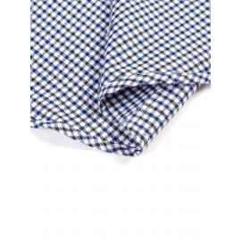 Men's Heavy-Duty Plaid Long Sleeve Dress Shirt - Winter Warmth Collar & Chest Pocket Button, Blue/White/Black/Brown Checkered Pattern, Loose Fit Casual & Formal Button-Up Coat Jacket-like Blazer (Machine Washable)