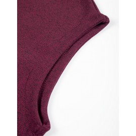 Men'S Cozy Fleece-Lined Sleeveless Vest - Maroon Zip-Up with Pockets, Retro Casual Style, Warm & Comfortable for Fall/Winter, Versatile Outdoor & Sporty Wear, Winter Vest, Sporty Vest, Minimalist Design, Soft Texture