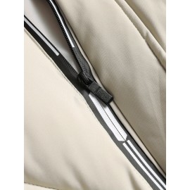 Men'S Classic Warm Padded Sleeveless Vest with Stand Collar - Quilted Waistcoat Jacket, Zipper Closure, Polyester, Solid Color, Regular Fit for Fall/Winter Casual & Sports Wear, Winter Jacket, Quilted Design, Durable Construction