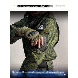 [2pcs ACU Tactical Set] ACU Tactical Set for Men - 2pcs Durable Breathable Little Green Camouflage Uniform, Professional Training Outdoor Workwear