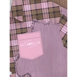 Men'S Casual Plaid Patchwork Short - Brown & White Checkered Pattern, Loose Fit Streetwear Style, Non-Stretch Fabric, Perfect for Camping & Casual Attire, Camping Apparel | Checkered Pattern Shirt | Nonstretch Fabric, Compression Shirt for Men, Gym