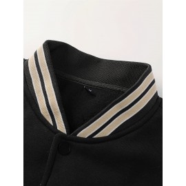 Men's Baseball Jacket with Athletic Dept. Embroidered Logo & Number 17 - Royal Blue & Beige Contrast Design, Baseball Collar, Machine Washable Casual Streetwear Jacket for Casual Attire