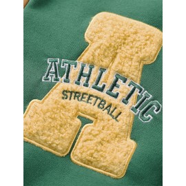 Men's Baseball Jacket with Athletic Dept. Embroidered Logo & Number 17 - Royal Blue & Beige Contrast Design, Baseball Collar, Machine Washable Casual Streetwear Jacket for Casual Attire