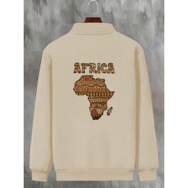 Men's Stylish African Print Zip-Up Jacket - Slim Fit, Beige with 