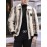 Men'S Winter Faux Fur Coat - Warm Color-Block Lapel Collar Jacket with Zipper Closure, Black & Beige Contrast Design, Regular Fit for Casual & Formal Wear, Polyester Lining, Stylish Streetwear, Faux Fur Coat