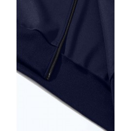 Men's African Tribal Art Print Slim-Fit Bomber Jacket - Black Zip-Up Stand Collar Streetwear Coat with Pockets, Machine Washable Polyester for Autumn/Winter Casual Wear, Sleek Knit Texture